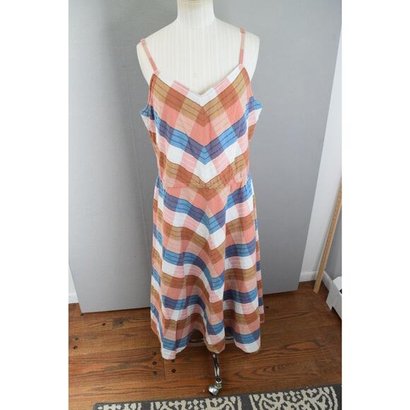 L.L. Bean Dresses & Skirts - LL Bean Signature Dress Womens 16 Plaid Sleeveless Midi Summer 505739